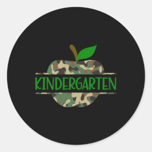 Kindergarten Camouflage Apple First Day of School  Classic Round Sticker