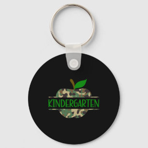 Kindergarten Camouflage Apple First Day of School  Key Ring