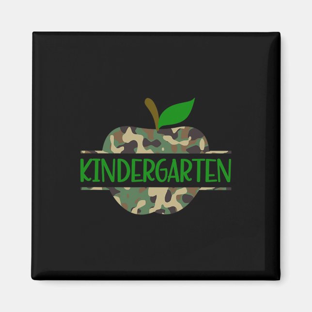 Kindergarten Camouflage Apple First Day of School  Magnet (Front)