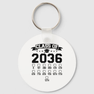 Kindergarten Cl Of 2036 First Day Of School Check Key Ring