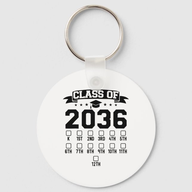 Kindergarten Cl Of 2036 First Day Of School Check  Key Ring (Front)