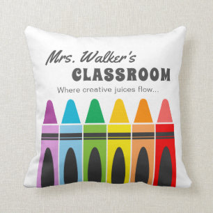 Kindergarten Colourful Crayons Classroom Custom Cushion