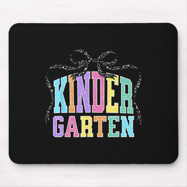 Kindergarten Coquette Bow Back To School Funny Tea Mouse Pad (Front)