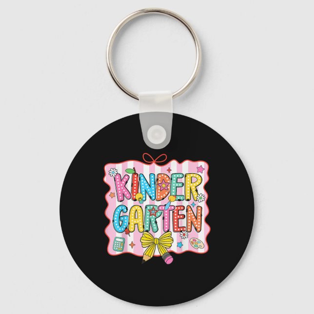 Kindergarten Coquette Pencil Bow Back To School Te Key Ring (Front)