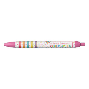 Kindergarten Crayon Colours Hearts Stripe Butterfl Black Ink Pen