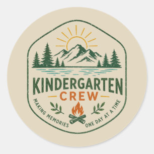 Kindergarten Crew Camp Badge Teacher Appreciation Classic Round Sticker