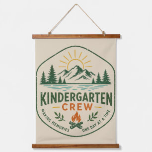Kindergarten Crew Camp Badge Teacher Appreciation Hanging Tapestry