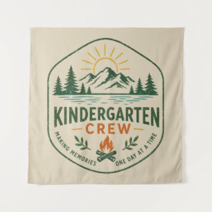 Kindergarten Crew Camp Badge Teacher Appreciation Tapestry