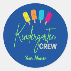 Kindergarten Crew for nursery school Child Vintage Classic Round Sticker