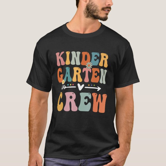 Kindergarten Crew  Kinder Crew Retro First Day of  T-Shirt (Front)