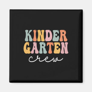 Kindergarten Crew Retro Groovy Vintage First Day O Magnet
