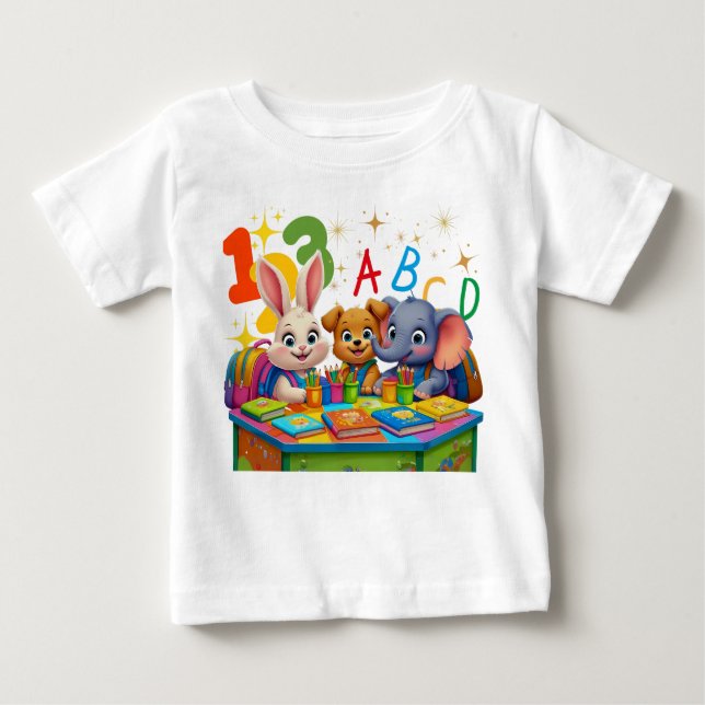 Kindergarten Cuties – ABC Animal Friends Toddler  Baby T-Shirt (Front)