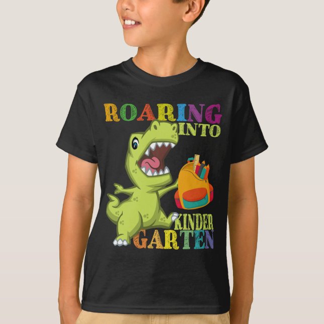 Kindergarten Dinosaur T Rex Back to School T-Shirt (Front)