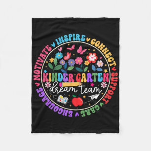 Kindergarten Dream Team Back To School Teacher Flo Fleece Blanket