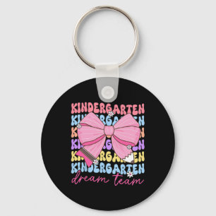 Kindergarten Dream Team Teacher Bow Back To School Key Ring