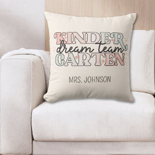 Kindergarten Dream Team Teacher in Retro Style Cushion