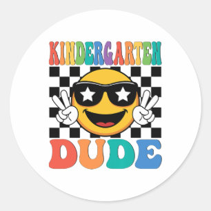 Kindergarten Dude 1st First Day Of School Boy Ck T Classic Round Sticker