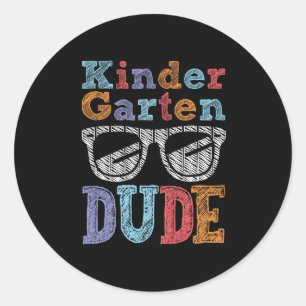 Kindergarten Dude Back To School Student Boy Girl  Classic Round Sticker