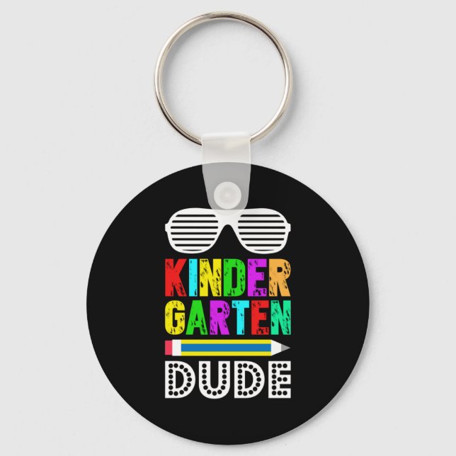 Kindergarten Dude First Day Back Key Ring (Front)