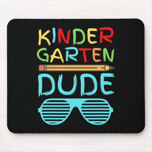 Kindergarten Dude  Fun Pencil First Day School Blu Mouse Pad (Front)