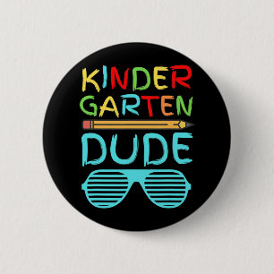 Kindergarten Dude Fun Pencil First Day School Blue 6 Cm Round Badge