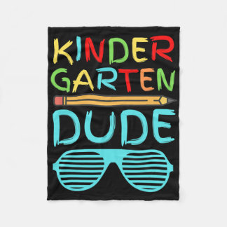 Kindergarten Dude Fun Pencil First Day School Blue Fleece Blanket