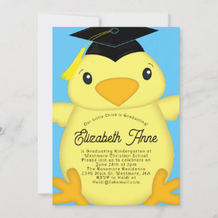 Kindergarten Elementary Kid Chick Graduation Party Invitation
