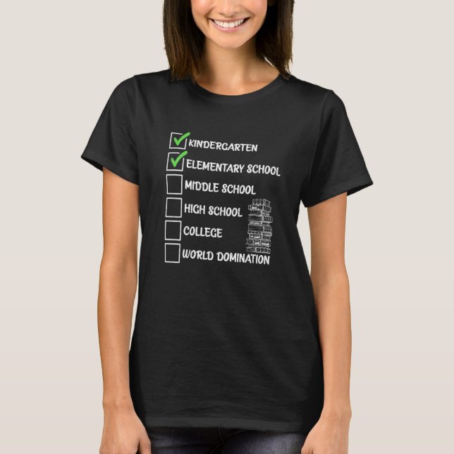 Kindergarten Elementary School Middle School Check T-Shirt (Front)