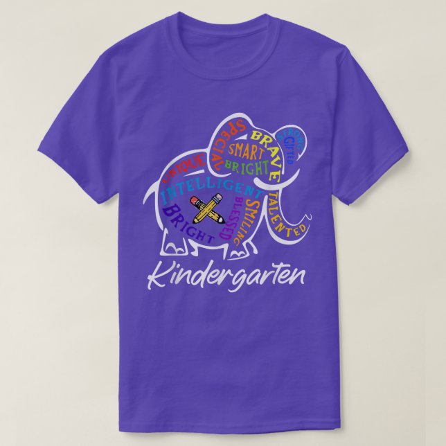 Kindergarten Elephant Fathers Day Word Cloud Stude T-Shirt (Design Front)