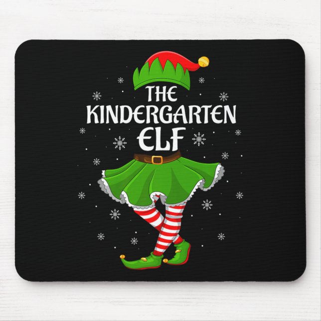 Kindergarten Elf Christmas Family Girls Women Elf  Mouse Pad (Front)