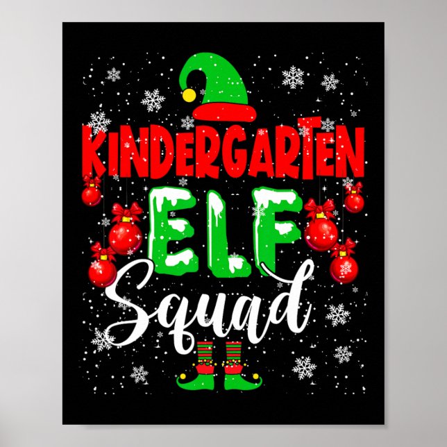 Kindergarten Elf Squad Funny Christmas Elf Kids Te Poster (Front)