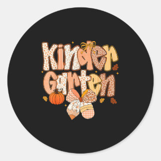 Kindergarten Fall Floral Coquette Bow Teachers Stu Classic Round Sticker