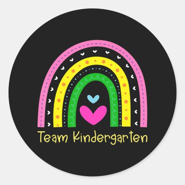 Kindergarten Fun Back To School Rainbow Team Kinde Classic Round Sticker (Front)