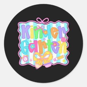 Kindergarten Girls Back To School Cute Coquette Pr Classic Round Sticker