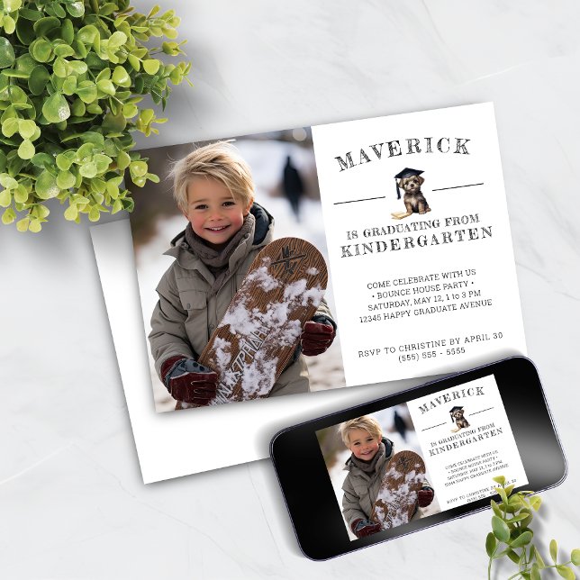 Kindergarten Grad Invitation Cute Scruffy Puppy   (Creator Uploaded)