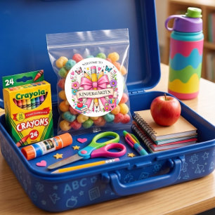 Kindergarten Grade Welcome Retro Pencil Classic Round Sticker