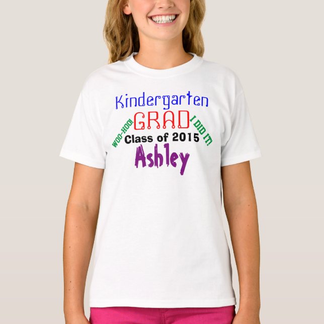 Kindergarten Graduate Class of Colourful Name T-Shirt (Front)