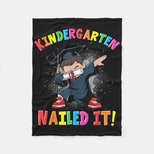 Kindergarten Graduation 2025 Boys Kids Dabbing Gra Fleece Blanket (Front)
