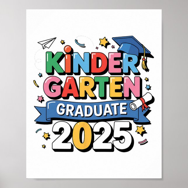 Kindergarten Graduation 2025 Graduate Kids Boys Gi Poster (Front)