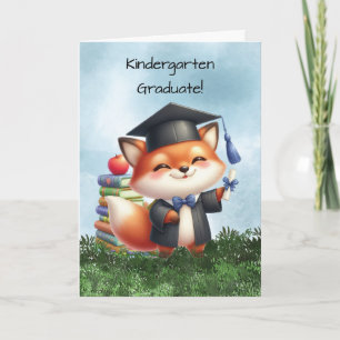 Kindergarten Graduation Boy Fox Congratulations Card