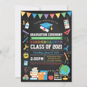 Kindergarten Graduation Ceremony Chalkboard Invitation