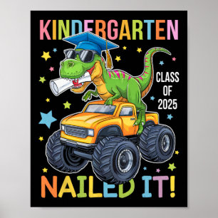 Kindergarten Graduation Cl Of 2025 Graduate Dinosa Poster