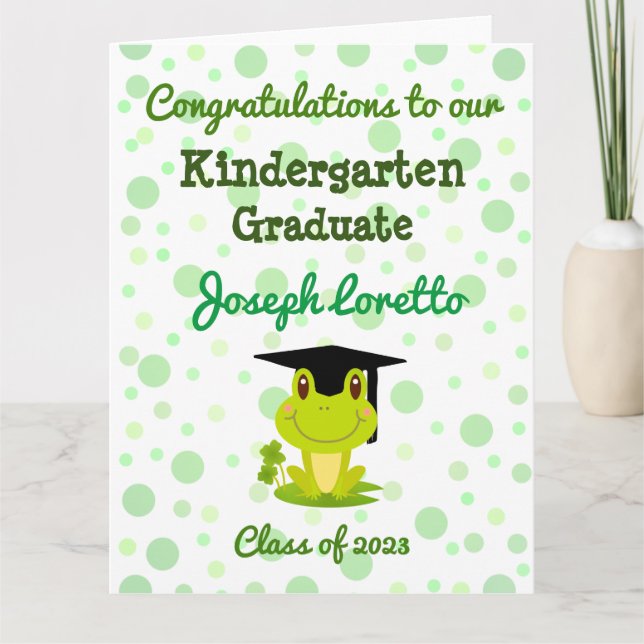 Kindergarten Graduation Congratulations Frog Card (Front)