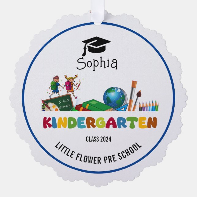 Kindergarten graduation custom name tree decoration card (Front)
