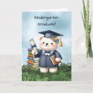 Kindergarten Graduation Girl Bear Congratulations Card