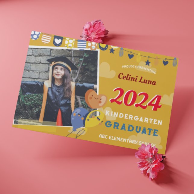 Kindergarten Graduation Invitation with Photo (Kids Graduation Kindergarten Preschool With Photo)