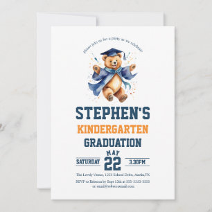 Kindergarten Graduation Party Cute Teddy Bear  Invitation