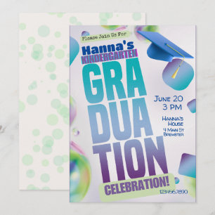 Kindergarten Graduation Party Invitation boy girl 