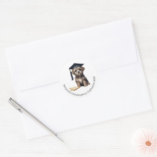 Kindergarten Graduation Scruffy Puppy Classic Round Sticker