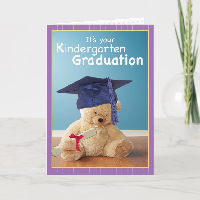 Kindergarten Graduation Teddy Bear Card (Front)